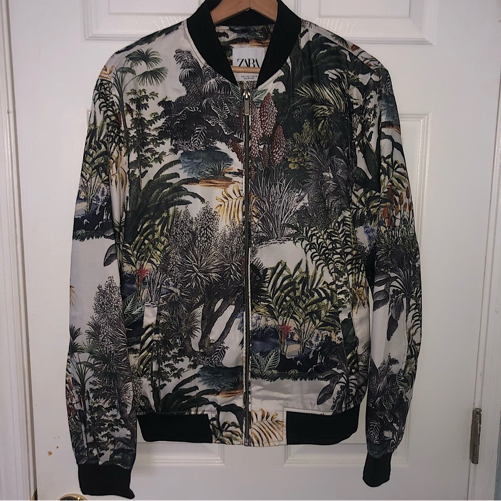 Zara Nature Print Bomber Jacket - SMALL.